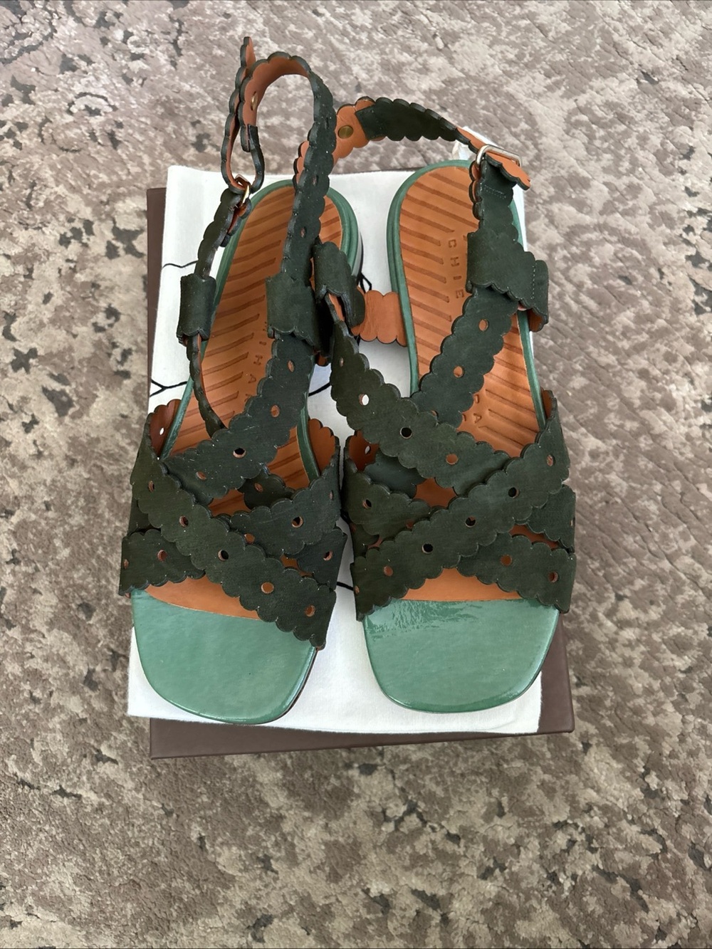 Chie Mihara Tybi Green Suede Sandal NIB sz 40